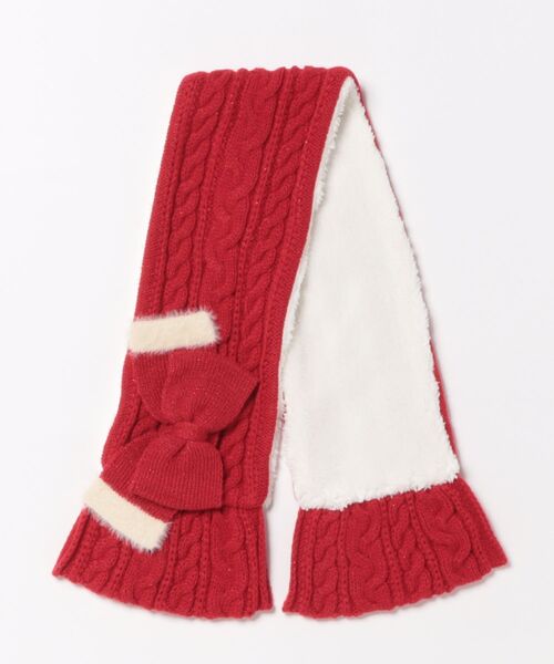 HAKKA KIDS（ハッカキッズ）の「リボンモチーフ付きネックウォ－マー（マフラー・キッズ・オフホワイト/レッド/ピンク・FREE）」の5枚目の写真