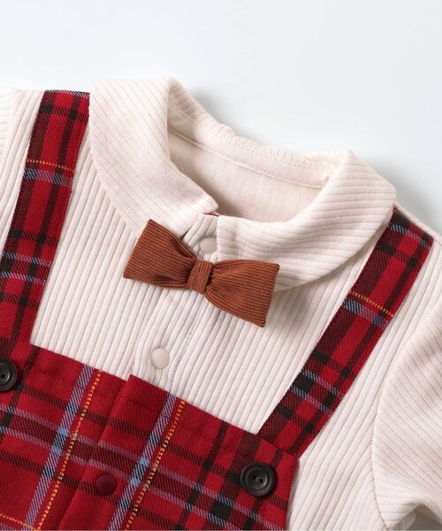 セール】【リンク】チェックサロペットカバーオール（ロンパース