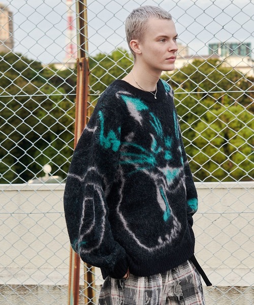 SeeSew(シーソー)の「【UNISEX】NEKOMATA SHAGGY KNIT/ネコマタシャギーニット(ニット/セーター・メンズ・ブラック/グレー・M/L)」の16枚目の写真