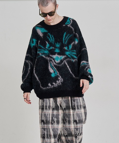 SeeSew(シーソー)の「【UNISEX】NEKOMATA SHAGGY KNIT/ネコマタシャギーニット(ニット/セーター・メンズ・ブラック/グレー・M/L)」の15枚目の写真