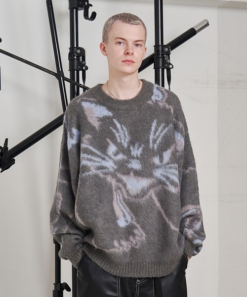 SeeSew(シーソー)の「【UNISEX】NEKOMATA SHAGGY KNIT/ネコマタシャギーニット(ニット/セーター・メンズ・ブラック/グレー・M/L)」の21枚目の写真