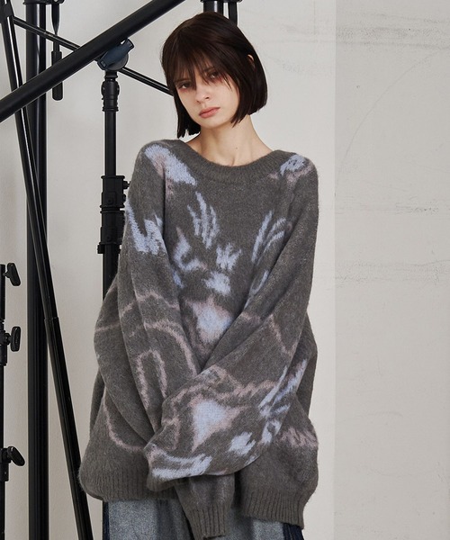 SeeSew(シーソー)の「【UNISEX】NEKOMATA SHAGGY KNIT/ネコマタシャギーニット(ニット/セーター・メンズ・ブラック/グレー・M/L)」の17枚目の写真