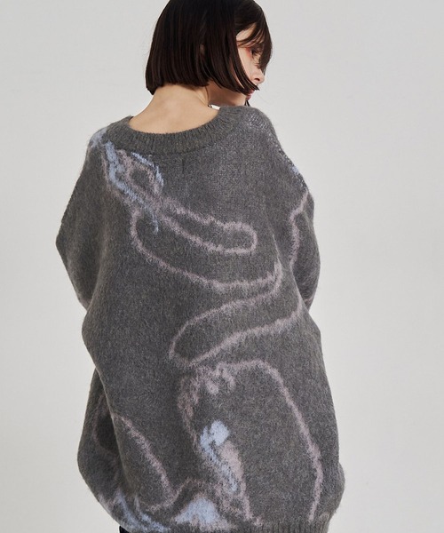 SeeSew(シーソー)の「【UNISEX】NEKOMATA SHAGGY KNIT/ネコマタシャギーニット(ニット/セーター・メンズ・ブラック/グレー・M/L)」の20枚目の写真