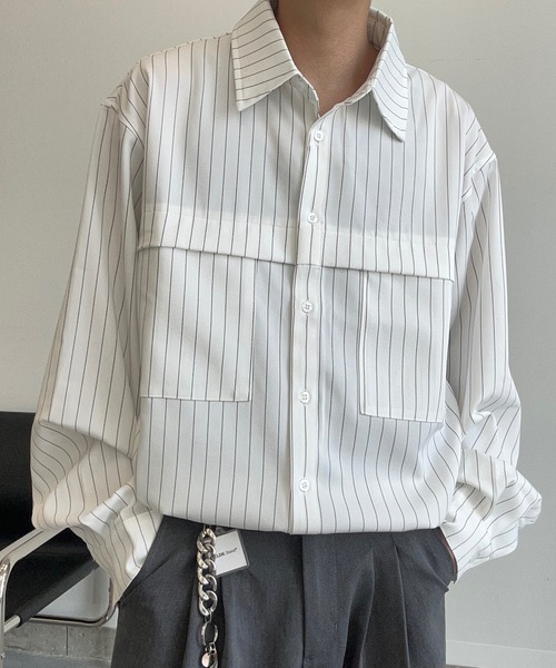 MandO（Auntie Rosa）（エムオー）の「アウトポケットドローコードアソートシャツ（シャツ/ブラウス・メンズ・ブラック系その他/オフホワイト/ホワイト系その他/ブラウン系その他・LARGE/MEDIUM）」の2枚目の写真