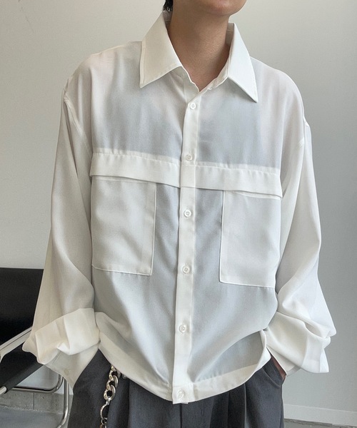 MandO（Auntie Rosa）（エムオー）の「アウトポケットドローコードアソートシャツ（シャツ/ブラウス・メンズ・ブラック系その他/オフホワイト/ホワイト系その他/ブラウン系その他・LARGE/MEDIUM）」の5枚目の写真