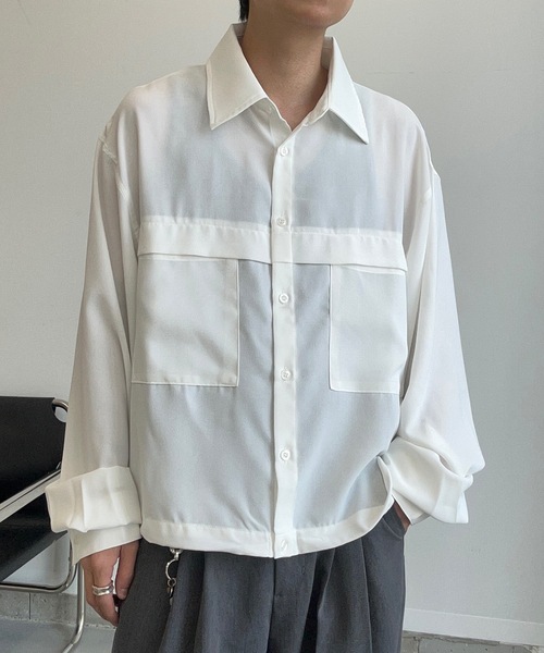 MandO（Auntie Rosa）（エムオー）の「アウトポケットドローコードアソートシャツ（シャツ/ブラウス・メンズ・ブラック系その他/オフホワイト/ホワイト系その他/ブラウン系その他・LARGE/MEDIUM）」の6枚目の写真