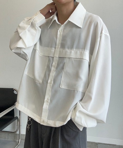 MandO（Auntie Rosa）（エムオー）の「アウトポケットドローコードアソートシャツ（シャツ/ブラウス・メンズ・ブラック系その他/オフホワイト/ホワイト系その他/ブラウン系その他・LARGE/MEDIUM）」の7枚目の写真