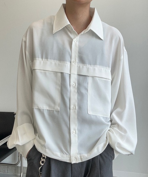 MandO（Auntie Rosa）（エムオー）の「アウトポケットドローコードアソートシャツ（シャツ/ブラウス・メンズ・ブラック系その他/オフホワイト/ホワイト系その他/ブラウン系その他・LARGE/MEDIUM）」の8枚目の写真