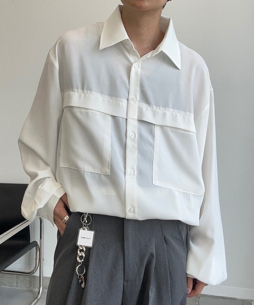 MandO（Auntie Rosa）（エムオー）の「アウトポケットドローコードアソートシャツ（シャツ/ブラウス・メンズ・ブラック系その他/オフホワイト/ホワイト系その他/ブラウン系その他・LARGE/MEDIUM）」の9枚目の写真