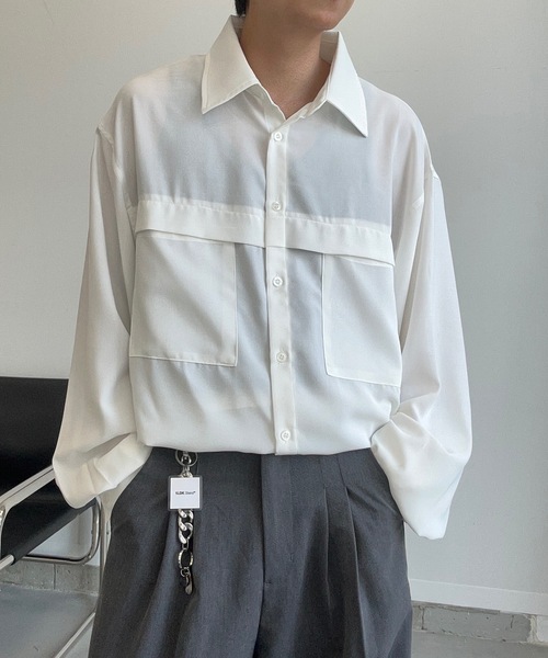 MandO（Auntie Rosa）（エムオー）の「アウトポケットドローコードアソートシャツ（シャツ/ブラウス・メンズ・ブラック系その他/オフホワイト/ホワイト系その他/ブラウン系その他・LARGE/MEDIUM）」の10枚目の写真