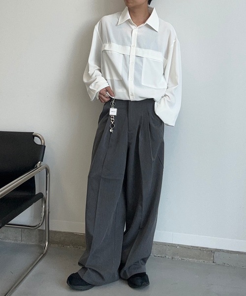 MandO（Auntie Rosa）（エムオー）の「アウトポケットドローコードアソートシャツ（シャツ/ブラウス・メンズ・ブラック系その他/オフホワイト/ホワイト系その他/ブラウン系その他・LARGE/MEDIUM）」の15枚目の写真