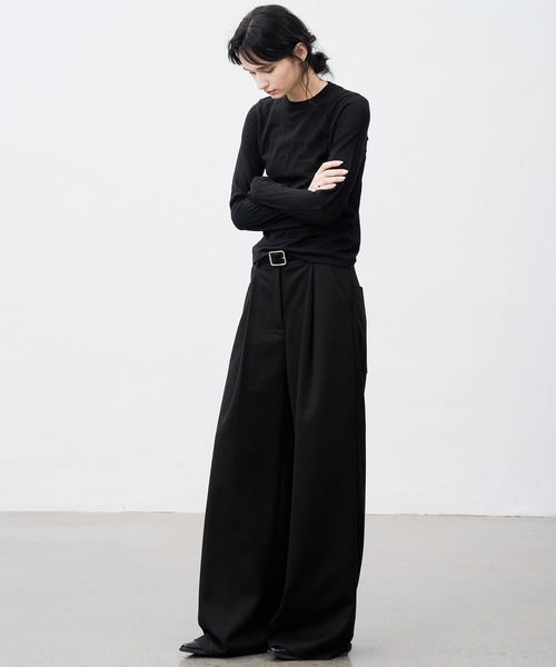 tageechita（タジチタ）の「【tageechita】ボリュームストレートワイドスラックス（スラックス・レディース・グレイッシュベージュ/ブラック・L/M/S）」の11枚目の写真