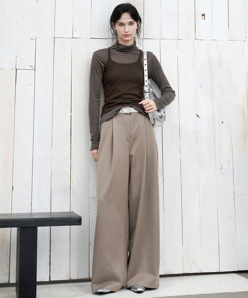tageechita（タジチタ）の「【tageechita】ボリュームストレートワイドスラックス（スラックス・レディース・グレイッシュベージュ/ブラック・L/M/S）」の20枚目の写真