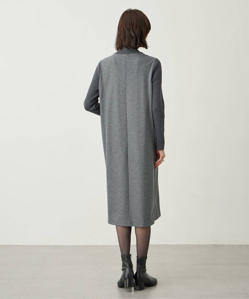 A/C DESIGN BY ALPHA CUBIC（エーシーデザインバイアルファキュービック）の「リブ切り替えハイネックニットワンピース【ポケットあり】（ワンピース・レディース・チャコールグレー/ブラック・M/L）」の7枚目の写真