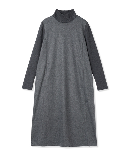 A/C DESIGN BY ALPHA CUBIC（エーシーデザインバイアルファキュービック）の「リブ切り替えハイネックニットワンピース【ポケットあり】（ワンピース・レディース・チャコールグレー/ブラック・M/L）」の15枚目の写真