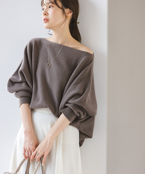 Noble（ノーブル）の「《WEB限定カラー・追加4》ファインウールドルマンプルオーバー（ニット/セーター・レディース・モカ/ベージュ/ラベンダー/ホワイト系その他/レッド系その他・FREE）」の3枚目の写真