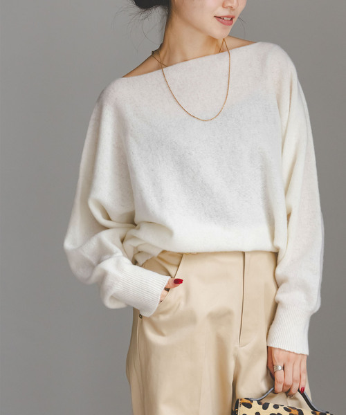 Noble（ノーブル）の「《WEB限定カラー・追加4》ファインウールドルマンプルオーバー（ニット/セーター・レディース・モカ/ベージュ/ラベンダー/ホワイト系その他/レッド系その他・FREE）」の6枚目の写真