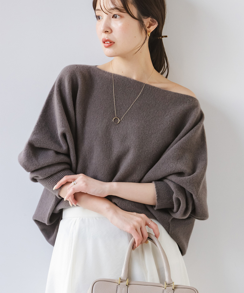 Noble（ノーブル）の「《WEB限定カラー・追加4》ファインウールドルマンプルオーバー（ニット/セーター・レディース・モカ/ベージュ/ラベンダー/ホワイト系その他/レッド系その他・FREE）」の8枚目の写真