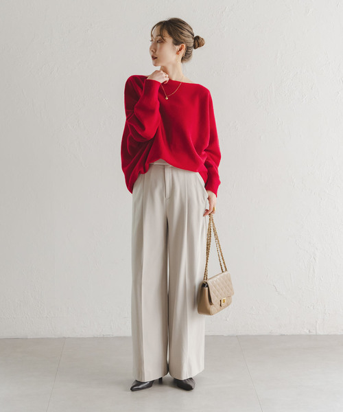 Noble（ノーブル）の「《WEB限定カラー・追加4》ファインウールドルマンプルオーバー（ニット/セーター・レディース・モカ/ベージュ/ラベンダー/ホワイト系その他/レッド系その他・FREE）」の21枚目の写真