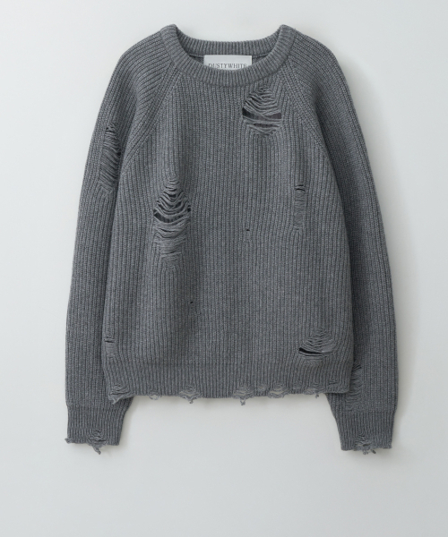 DUSTYWHITE(ダスティーホワイト)の「GREY LOOSE FIT DESTROYED WOOL KNIT SWEATER(ニット/セーター・メンズ・その他・MEDIUM/LARGE)」の7枚目の写真