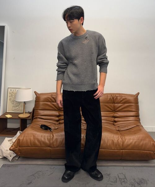 DUSTYWHITE(ダスティーホワイト)の「GREY LOOSE FIT DESTROYED WOOL KNIT SWEATER(ニット/セーター・メンズ・その他・MEDIUM/LARGE)」の8枚目の写真