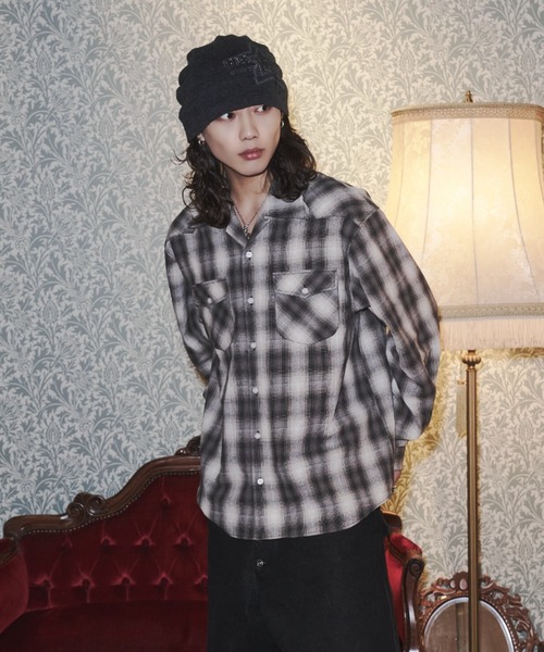 INTER FACTORY（インターファクトリー）の「takumu（MUU STUDIO） - Western ombre check shirt / ウエスタンオンブレチェックシャツ（シャツ/ブラウス・メンズ・イエロー/ブラック・3/2）」の3枚目の写真