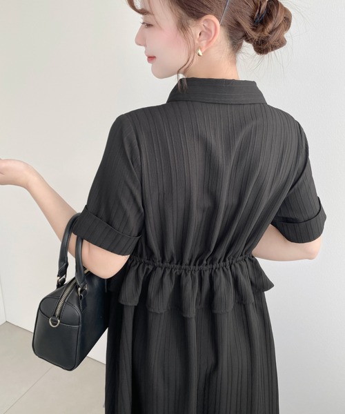 moment+（モーメントプラス）の「ビスチェデザインシャツワンピース（シャツワンピース・レディース・ネイビー/オフホワイト/ブラック・M）」の9枚目の写真