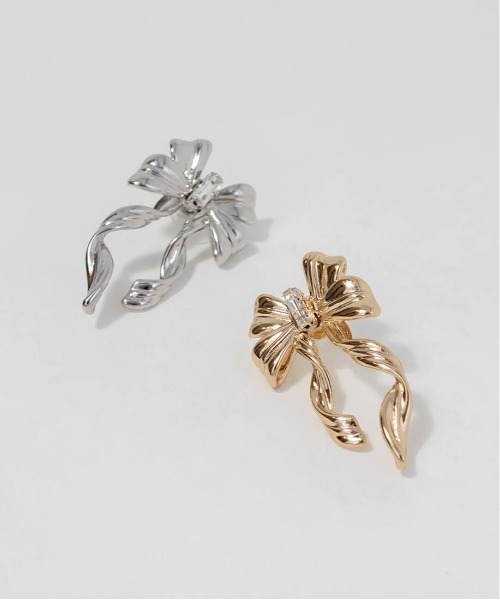 RANDA（ランダ）の「【Holiday Collection】リボンモチーフピアス（ピアス（両耳用）・レディース・シルバー/ゴールド・FREE）」の11枚目の写真