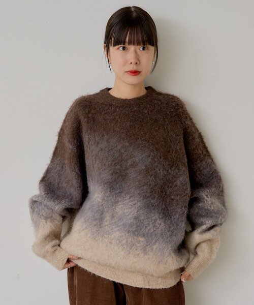 WHIMSIC(ウィムジック)の「【UNISEX】フェイデッドニットプルオーバー(ニット/セーター・レディース・ブルー/ブラウン・FREE)」の2枚目の写真