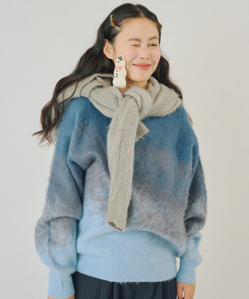 WHIMSIC(ウィムジック)の「【UNISEX】フェイデッドニットプルオーバー(ニット/セーター・レディース・ブルー/ブラウン・FREE)」の1枚目の写真