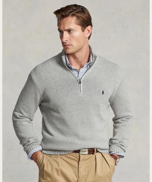 POLO RALPH LAUREN(ポロ ラルフ ローレン)の「コットン クォータージップ モックネック セーター(ニット/セーター・メンズ・グレー系・XXL/XS/XL/S/M/L)」の1枚目の写真