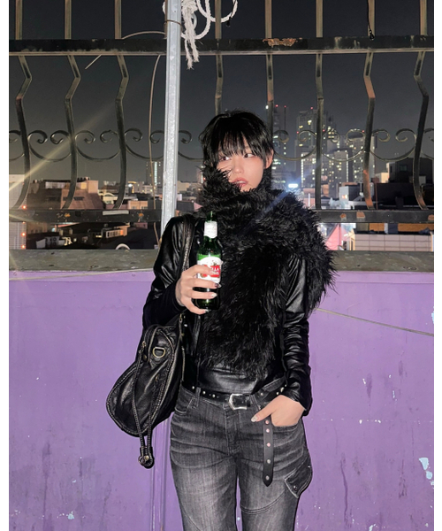 セール】Asymmetrical Biker Leather Jacket (FL-047_Leather