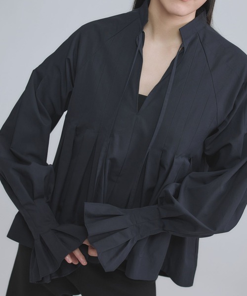 美品 Chaos カオス キュプラツイル ギャザーブラウス 黒 FREE Chaos（カオス） ブラウス シャツ /「新色登場」ブランシェブラウス
