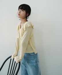 EMMEL REFINES（エメルリファインズ）の「<EMMEL REFINES>EM フリルネック フライス カーディガン（カーディガン/ボレロ）」