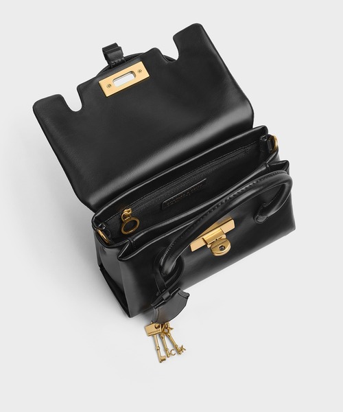 CHARLES & KEITH(チャールズ & キース)の「Kerry ミニケリー ボクシートートバッグ(トートバッグ・レディース・ダークブラウン系3/ピンク/ブラック・S)」の4枚目の写真
