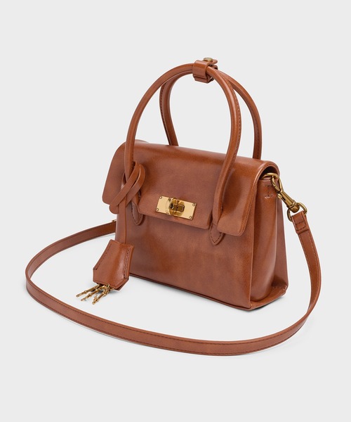 CHARLES & KEITH(チャールズ & キース)の「Kerry ミニケリー ボクシートートバッグ(トートバッグ・レディース・ダークブラウン系3/ピンク/ブラック・S)」の8枚目の写真