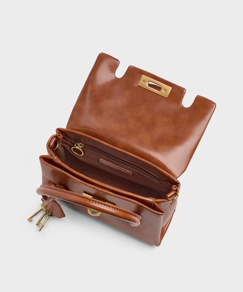 CHARLES & KEITH(チャールズ & キース)の「Kerry ミニケリー ボクシートートバッグ(トートバッグ・レディース・ダークブラウン系3/ピンク/ブラック・S)」の10枚目の写真