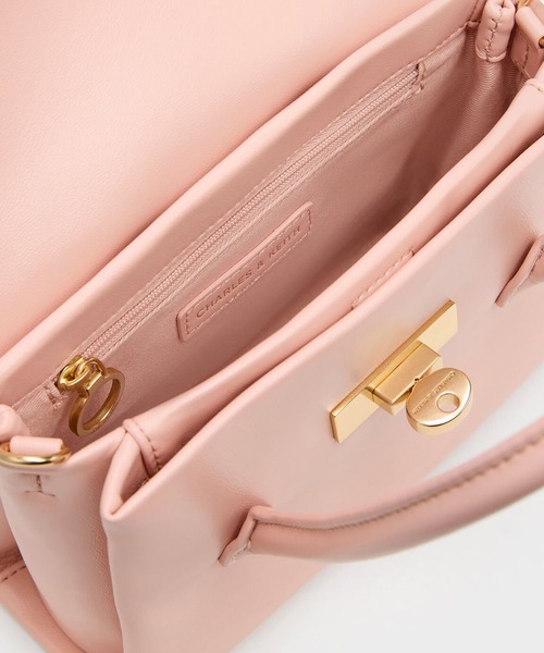 CHARLES & KEITH(チャールズ & キース)の「Kerry ミニケリー ボクシートートバッグ(トートバッグ・レディース・ダークブラウン系3/ピンク/ブラック・S)」の16枚目の写真
