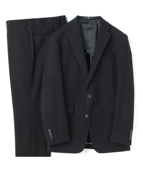 SUIT SELECT(スーツセレクト)の「【おうちで洗えるストレッチスーツ】【すぐ着られるパンツ裾上げ済仕様】【年間】【フォーマル対応可】【KSW】2釦シングルスーツ 0タック/ブラック×ソリッド/ウエストムーブ/「4S」(スーツセット・メンズ・ブラック・AB6/AB5/AB4/A6/A5/A4/Y6/Y5/Y4)」の6枚目の写真