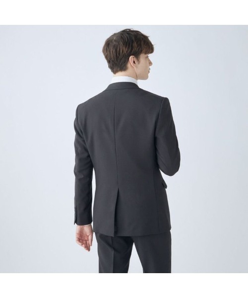 SUIT SELECT(スーツセレクト)の「【おうちで洗えるストレッチスーツ】【すぐ着られるパンツ裾上げ済仕様】【年間】【フォーマル対応可】【KSW】2釦シングルスーツ 0タック/ブラック×ソリッド/ウエストムーブ/「4S」(スーツセット・メンズ・ブラック・AB6/AB5/AB4/A6/A5/A4/Y6/Y5/Y4)」の3枚目の写真
