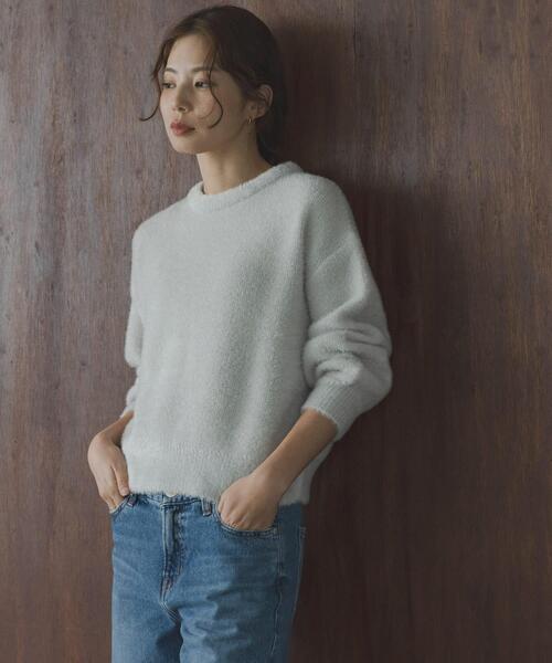URBAN RESEARCH Sonny Label（アーバンリサーチサニーレーベル）の「ミニフェザーWフェイスニットプルオーバー（ニット/セーター・レディース・ミント/ライトピンク/ライトグレー・FREE）」の5枚目の写真
