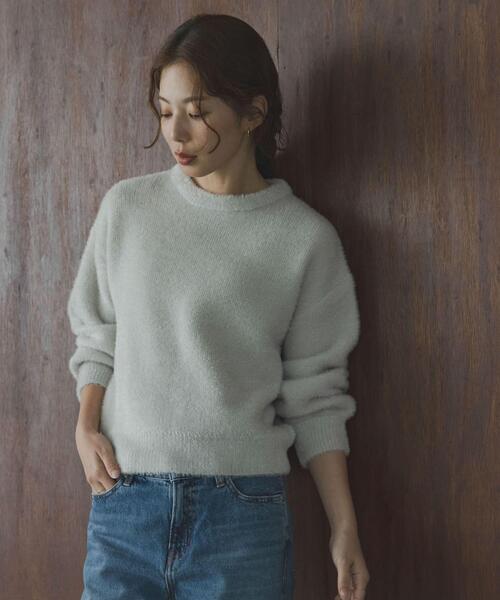 URBAN RESEARCH Sonny Label（アーバンリサーチサニーレーベル）の「ミニフェザーWフェイスニットプルオーバー（ニット/セーター・レディース・ミント/ライトピンク/ライトグレー・FREE）」の6枚目の写真
