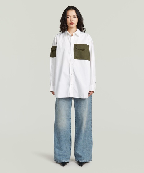G-STAR（ジースター）の「Multipocket Long Sleeve Shirt/異素材ミックスマルチポケットオーバーサイズロングスリーブシャツ（シャツ/ブラウス・レディース・ホワイト・MEDIUM）」の5枚目の写真