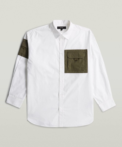 G-STAR（ジースター）の「Multipocket Long Sleeve Shirt/異素材ミックスマルチポケットオーバーサイズロングスリーブシャツ（シャツ/ブラウス・レディース・ホワイト・MEDIUM）」の6枚目の写真