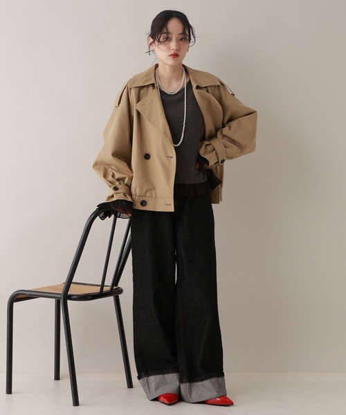 RAGEBLUE(レイジブルー)の「袖チュールレイヤードリブロンT(Tシャツ/カットソー・レディース・ホワイト/グレー・FREE)」の12枚目の写真