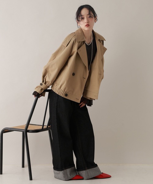 RAGEBLUE(レイジブルー)の「袖チュールレイヤードリブロンT(Tシャツ/カットソー・レディース・ホワイト/グレー・FREE)」の13枚目の写真