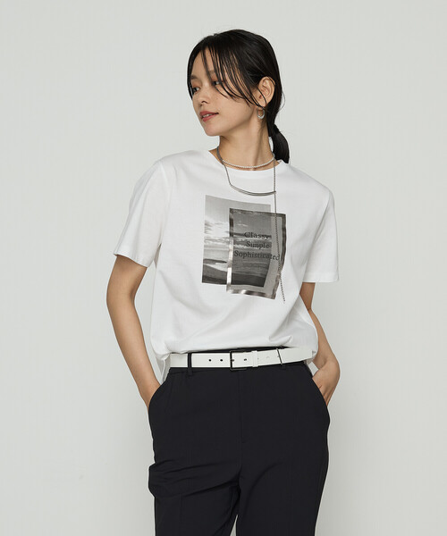 COMME CA(コムサ)の「〔 TALLサイズ 〕 スーピマコットンポンチ フォトTシャツ(Tシャツ/カットソー・レディース・トップグレー/ネイビー/ホワイト・15号/13号)」の7枚目の写真