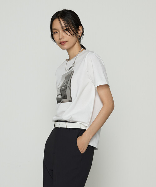 COMME CA(コムサ)の「〔 TALLサイズ 〕 スーピマコットンポンチ フォトTシャツ(Tシャツ/カットソー・レディース・トップグレー/ネイビー/ホワイト・15号/13号)」の4枚目の写真
