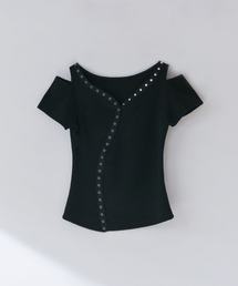 NILLRING（ニルリン）の「T19.00 Snep point Short-sleeved cardigan _ Black（カーディガン/ボレロ）」