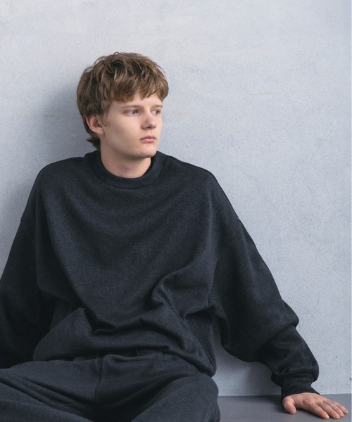 +phenix（プラスフェニックス）の「【WEB・直営店限定】+phenix(プラスフェニックス)CREW NECK FLEECE SHIRT クルーネック フリースシャツ（スウェット・メンズ・ブラック/チャコール・M/XL/L）」の12枚目の写真